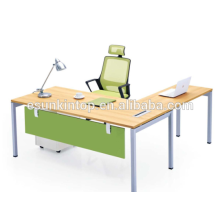 Modern executive desk wood base elegant color and smooth texture finishing peach wood + warm white upholstery (JO-4042)